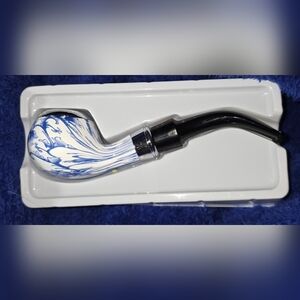 Classic White & Blue Swirl Men's Smoking Pipe